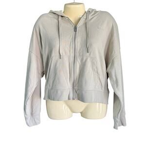 DKNY Large Beige Zip Up Hoodie Jacket Lightweight Full Zip